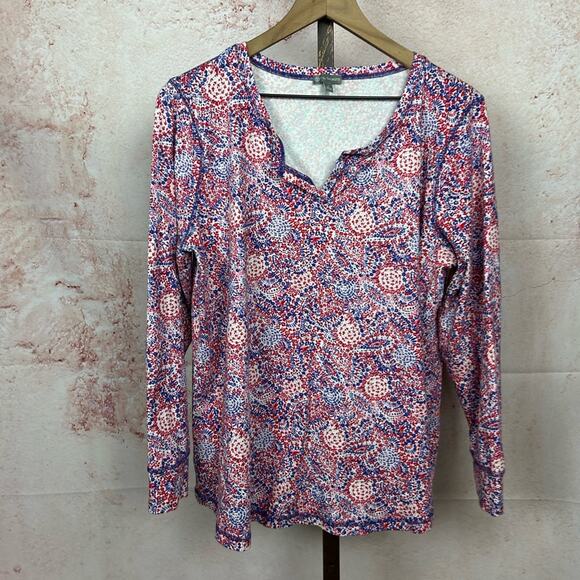 TALBOTS coastal casual americana top size 1X red white blue preppy chic shirt - Picture 1 of 4